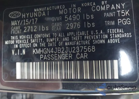 2018 Genesis G80 3.3T Sport z USA, uszkodzony, nr VIN KMHGN4JB2JU237568